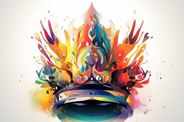 Foto kleurige kroon in de stijl van aquarelverf en inkt spat of stroke