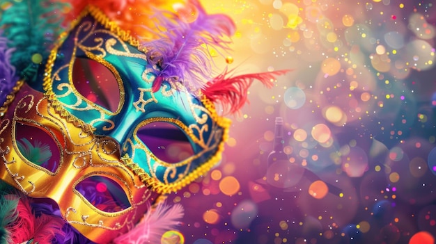 Kleurige maskers en feestelijke lichten