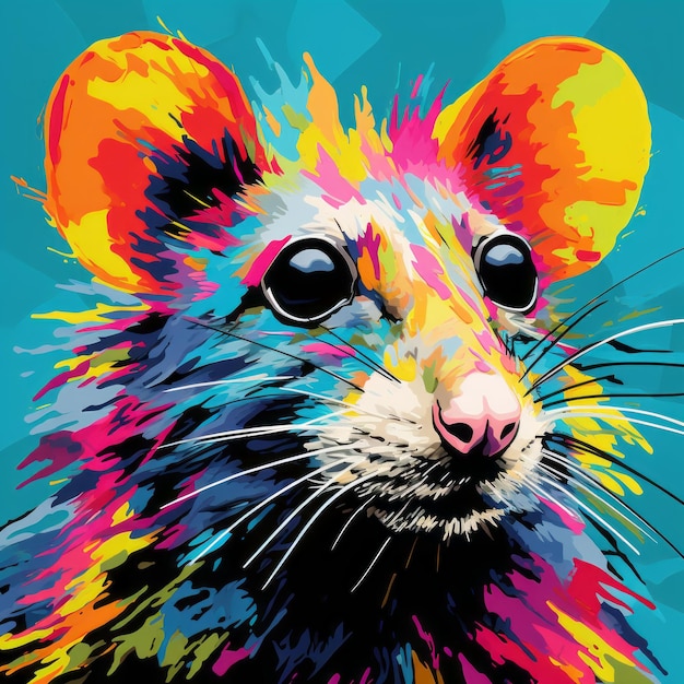 Kleurige Muis Een levendige Pop Art Rat in Fauvisme stijl