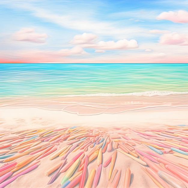 Foto kleurige schets met een strandpotlood