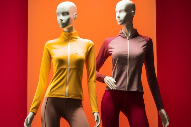 Kleurige sportkleding op een sportkledingmannequin gemaakt met generatieve AI-technologie