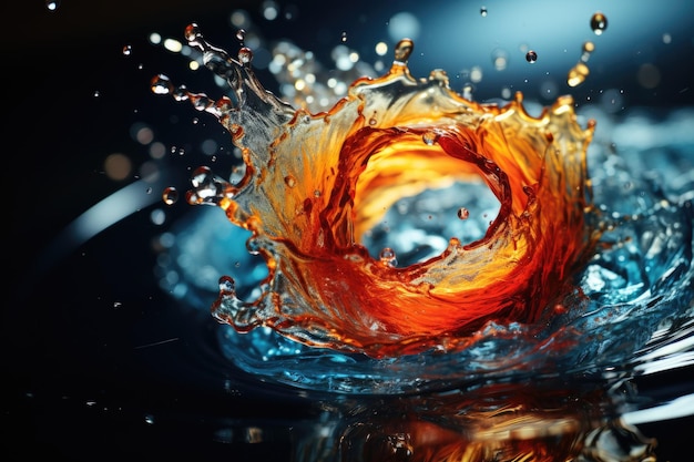 Foto kleurige waterdruppels in beweging een complexe droomachtige inktwervel kan onder de waters worden waargenomen
