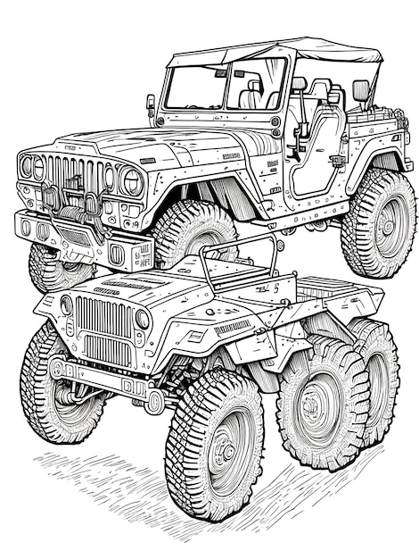 Kleurplaat militaire auto