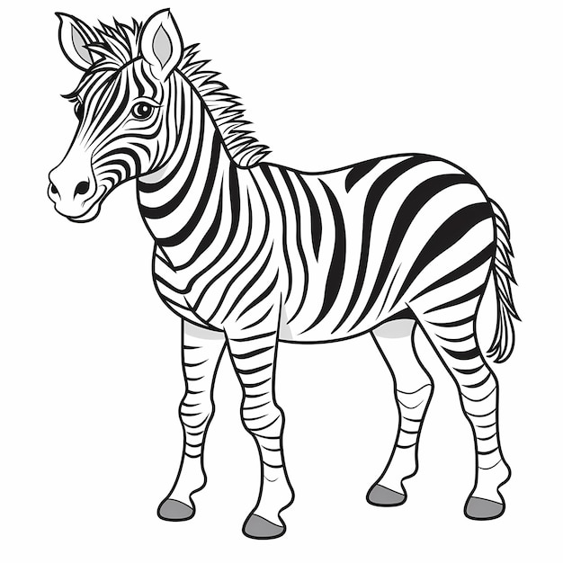 Foto kleurplaat voor kinderen zebra volledige lichaam cartoonstijl