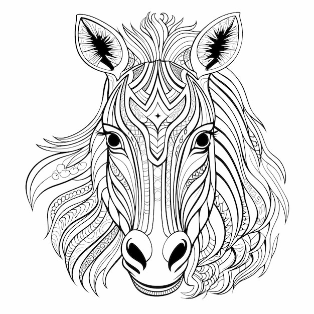 Kleurplaat voor volwassenen mandala dierenafbeelding zebra