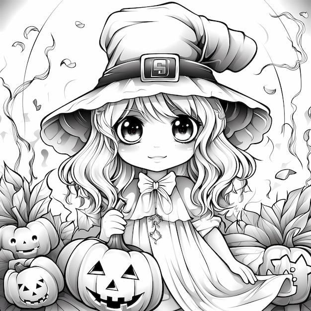 kleurplaten chibi animatie Halloween