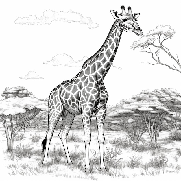 kleurplaten van giraffen in het wild kleurplaten generatieve ai
