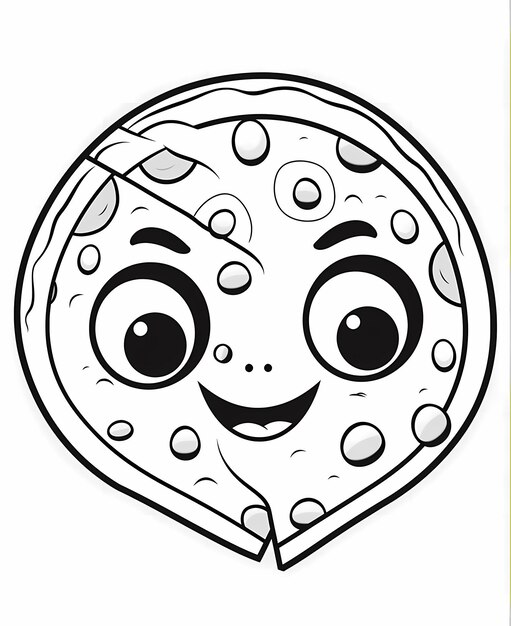 Foto kleurplaten voor peuters pizza cartoon stijl dikke lijnen laag detail