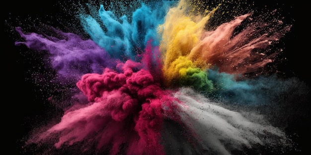 Kleurpoeder-explosie Kleurrijke explosie Verfholi Gemaakt met generatieve AI-technologie