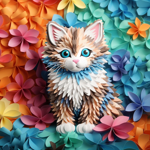 kleurrijk 3D-patroon van een schattig katje