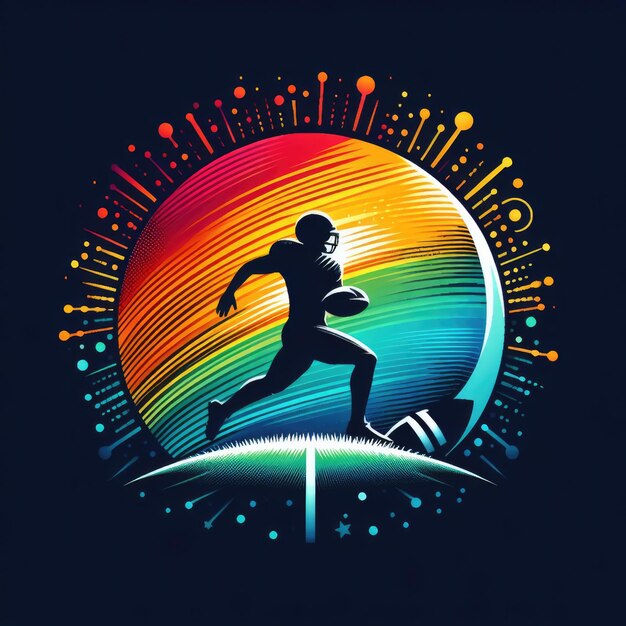 Foto kleurrijk american football sport logo label concept kleurrijk
