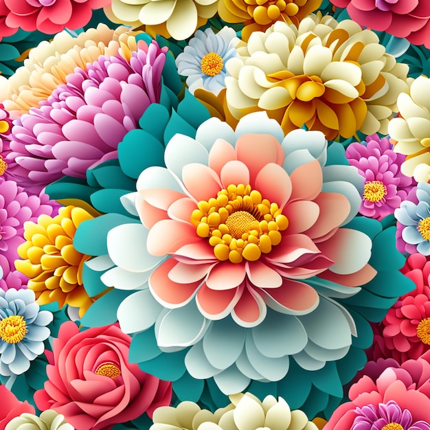 Kleurrijk bloemenpatroon op een witte achtergrond