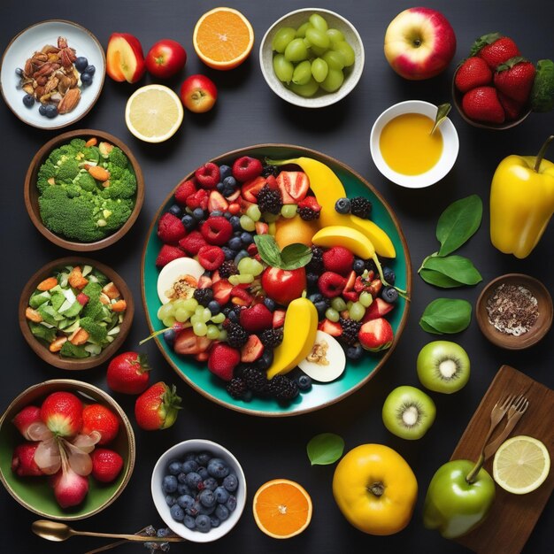 Kleurrijk Fruitfeest Verse en gezonde fruitvariëteit op een tafel