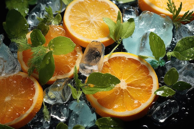 Foto kleurrijk gearomatiseerd water met fruit en kruiden, verfrissend ijsgeneratief ia