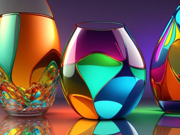 Foto kleurrijk glas 3d-object abstracte behang achtergrond