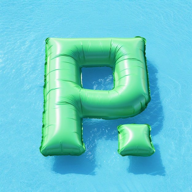 Kleurrijk groen luchtbed in de vorm van de letter p