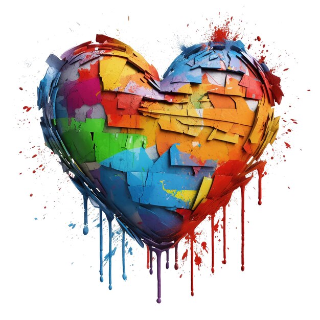 kleurrijk hart in graffitistijl