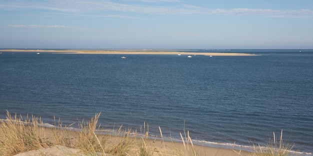 Kleurrijk heet de zomerlandschap van strand met oceaangolf en