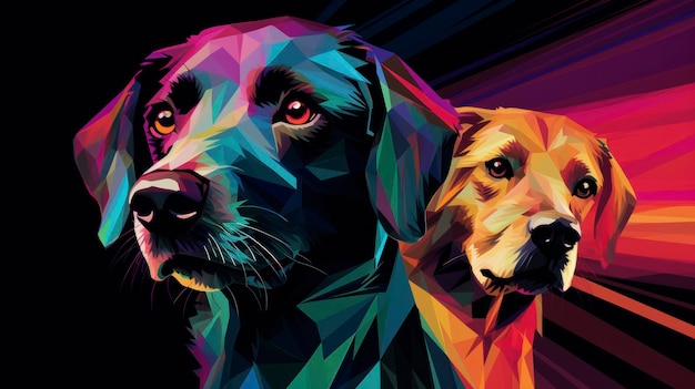 Kleurrijk hondenportret met creatieve effecten