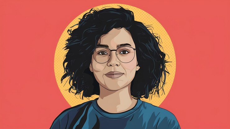 Foto kleurrijk illustratieportret van een jonge volwassene