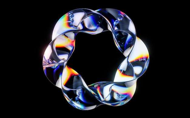 Kleurrijk krommeglas met dispersie 3D-rendering