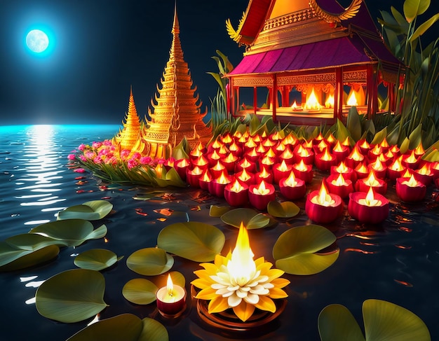 kleurrijk loy krathong-festival in thailand