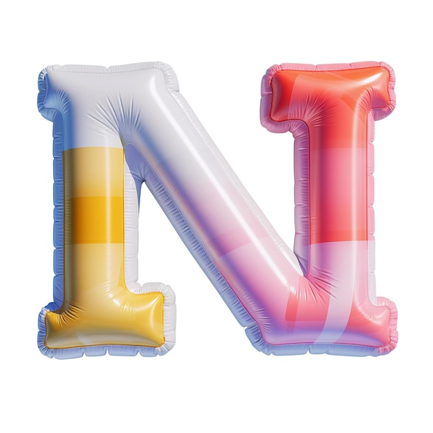Foto kleurrijk luchtbed in de vorm van de letter n