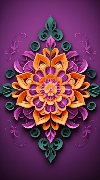 kleurrijk mandala lotus illustratieontwerp op een paarse achtergrond