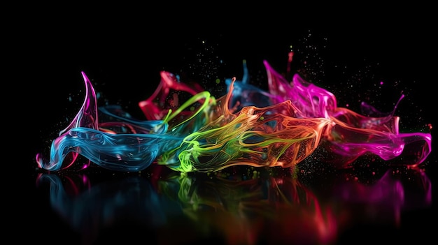 Foto kleurrijk neon magisch licht spetterde rommelig explosieconcept generatieve ai