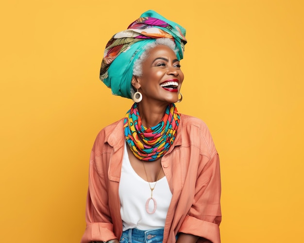 Kleurrijk portret van een bejaarde Afrikaanse vrouw