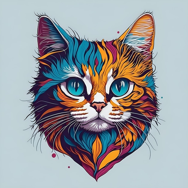 Kleurrijk schattig kattengezicht vector ontwerp