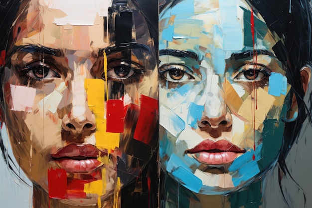 Kleurrijk schilderij abstract werknemer portret beeld