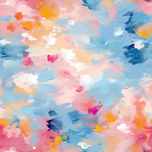 Kleurrijk schilderij penseelstreek impressionisme stijl naadloze patroon Monet achtergrondbehang