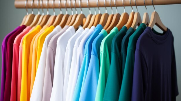 Kleurrijk T-shirt met hangers in markt mode stijl neurale netwerk ai gegenereerd