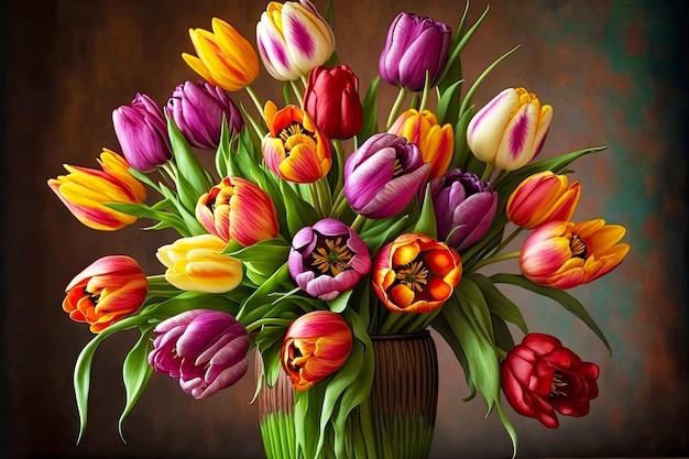 Kleurrijk tulpenboeket voor een leuk valentijnscadeau