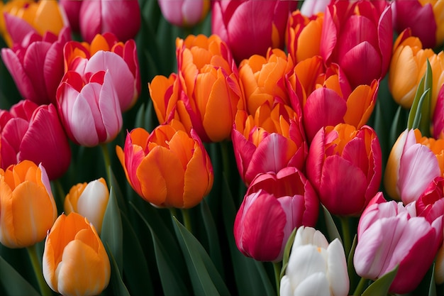 Kleurrijk tulpenveld