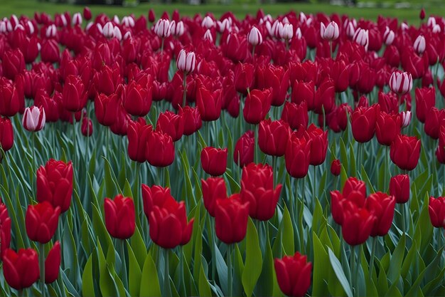 Kleurrijk tulpenveld