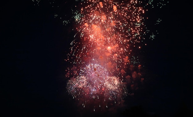 Kleurrijk vuurwerk op donkere lucht