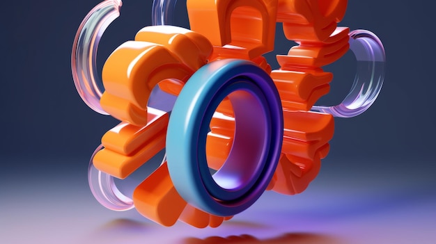 Kleurrijke 3D abstracte achtergrond Kinetische vormen Speelse vormen in de ruimte