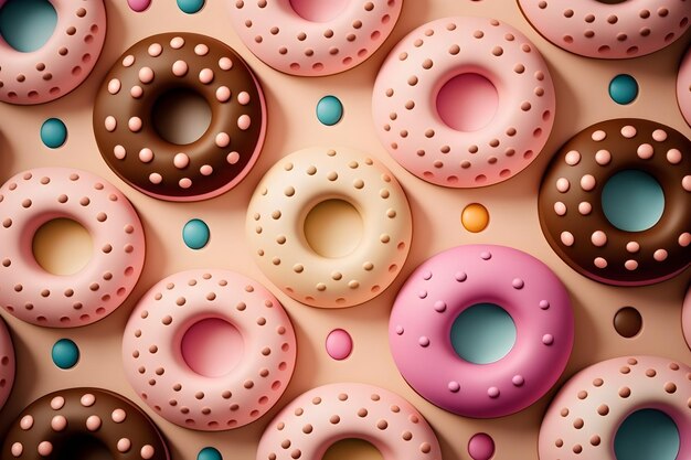 Kleurrijke 3d donuts eenvoudige patroon achtergrond