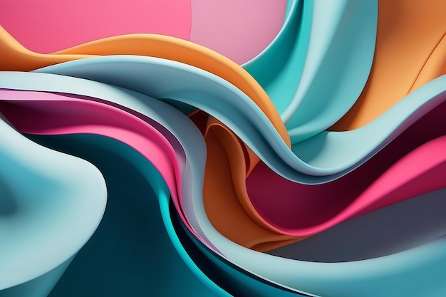 Kleurrijke 3D render abstracte golvende lagen voor modern behang