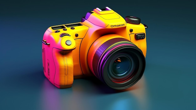 Kleurrijke 3D Render van een SLR CameraAi