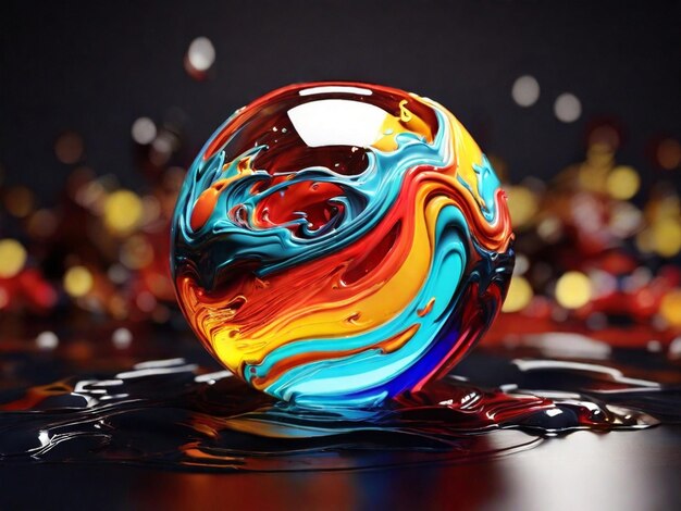 Kleurrijke 3D vloeibare bal behang
