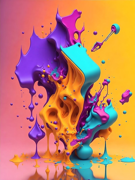 Kleurrijke 3D vloeibare posters met abstracte vormen spatten