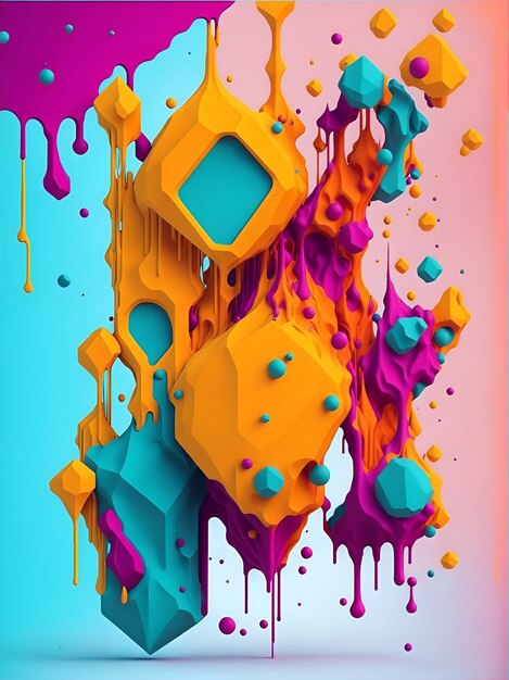 Kleurrijke 3D vloeibare posters met abstracte vormen spatten