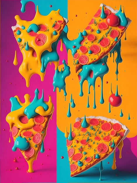 Kleurrijke 3D vloeibare posters met abstracte vormen spatten