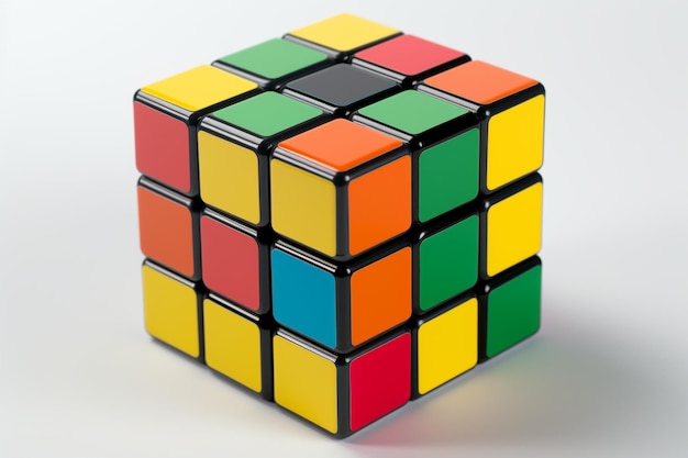 Kleurrijke 3x3 Rubiks-kubus met geeloranje en groene zijkanten