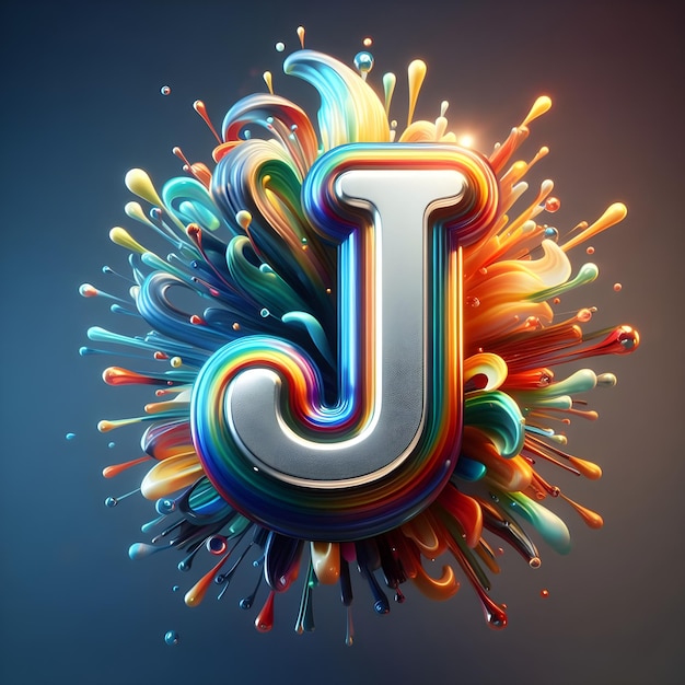 Foto kleurrijke abstracte achtergrond met een kleurrijke letter j en de letter j