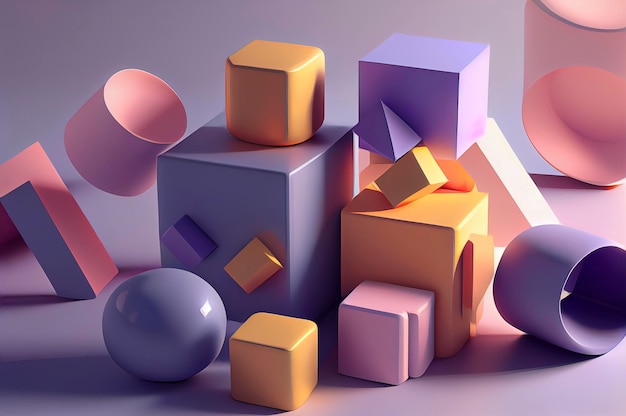 Foto kleurrijke abstracte figuren achtergrond 3d-rendering