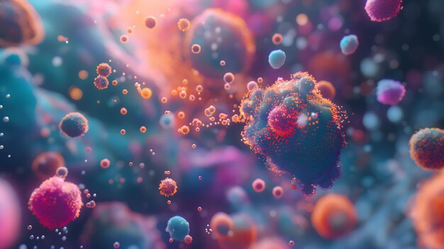 Kleurrijke abstracte microscopische deeltjes